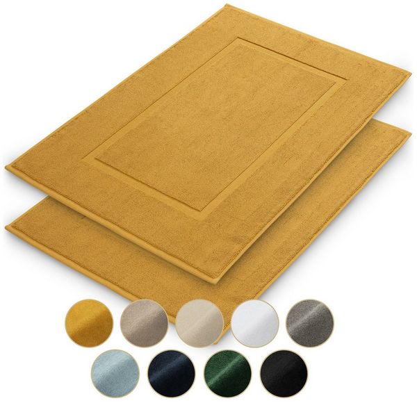 Blumtal Badematte Premium Badezimmerteppich Terry - schnell trocknend & strapazierfähig, 100% Baumwolle, 50x80 cm, Oeko-Tex zertifiziert, Baumwolle, Rechteckig, 2 teilig