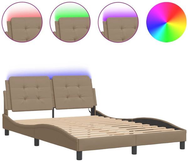 Doppelbett, Bettgestell Modernen mit LED ohne Matratze Cappuccino-Braun 140x200 cm d1373e