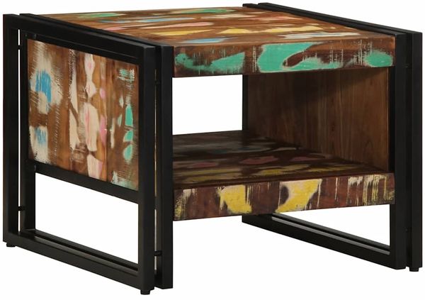 Couchtisch, Sofatisch Mehrfarbig 50x50x38 cm Altholz Massivholz