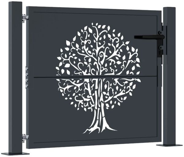 vidaXL Gartentor Anthrazit 100x75 cm Stahl Baum-Design 153154 Bild 2