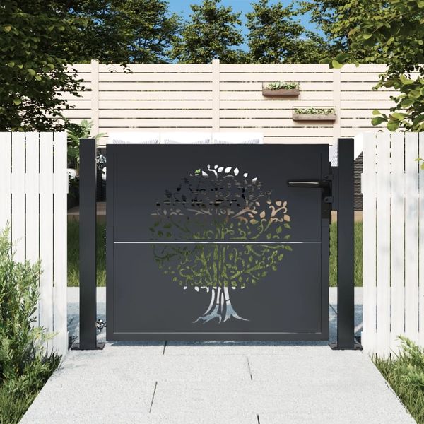 vidaXL Gartentor Anthrazit 100x75 cm Stahl Baum-Design 153154