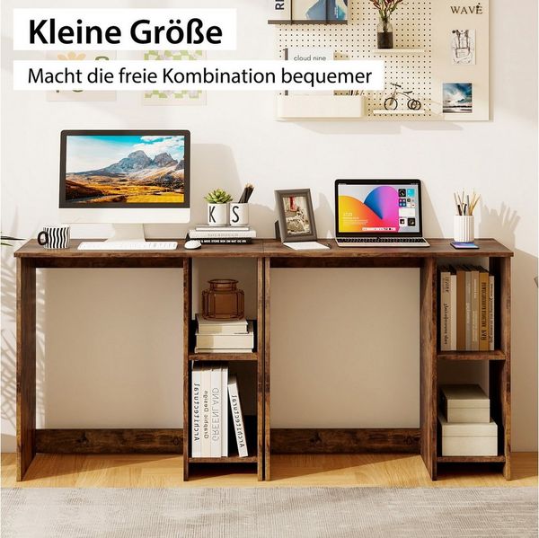 COSTWAY Schreibtisch, mit 2 Fächern, für kleine Räume, bis 130kg, 80x40x74cm