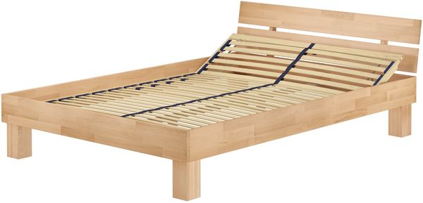 Doppelbett Buche natur 160x220 Überlänge Massivholz Holzbett Zubehör wählbar V-60.80-16-220Federholzrahmen inkl.