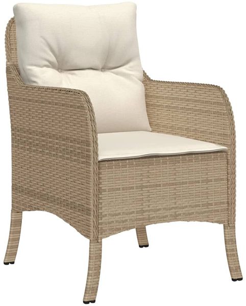 vidaXL 7-tlg. Garten-Essgruppe mit Kissen Beige Poly Rattan 3211973 Bild 3