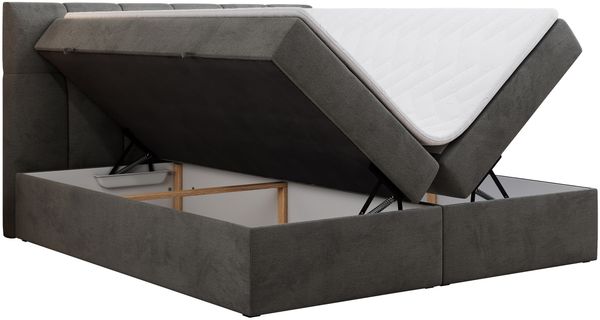 Boxspringbett mit Kopfteil und Topper, Doppelbett - RICO - 160x200cm - Dunkelgrau Velours - H3 Bild 4