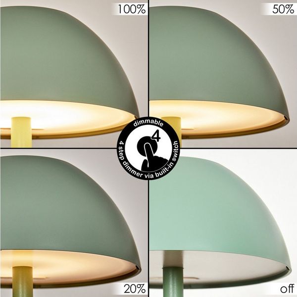 hofstein Tischleuchte Tischlampe aus Metall/Kunststoff in Grün/Weiß, dimmbare Tischleuchte mit Akku, Touchdimmer, Memoryfunktion, IP54