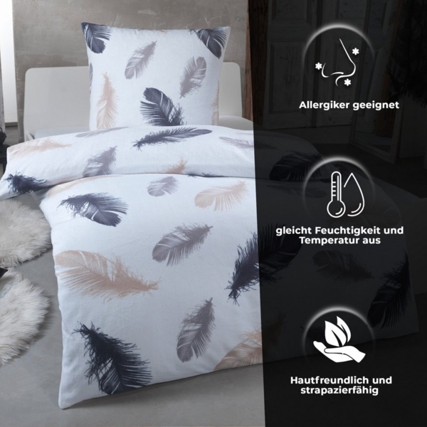 Malika Bettwäsche 135x200 + 80x80 cm Cashmere Touch Bettwäsche, atmungsaktiv, Mikrofaser, 2 teilig, Für Allergiker geeignet, pflegeleicht, angenehm weicher Stoff