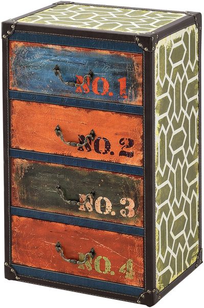 Kommode Geeste 66x40x30 cm mit 4 Schubladen Kunstleder Mehrfarbig en. casa