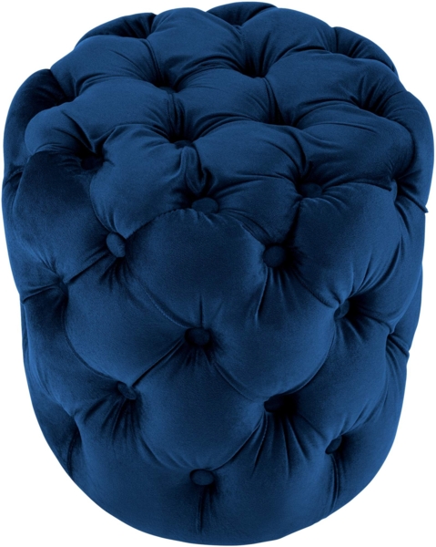 CLP Sitzhocker Drancy Samt mit Zierknöpfen,blau Medium
