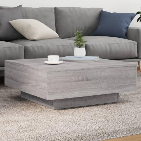 vidaXL Couchtisch mit LED-Leuchten Grau Sonoma 80x80x31 cm 836593