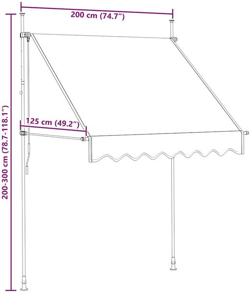 vidaXL Einziehbare Markise Handbetrieben 200 cm Cremeweiß 143694 Bild 8