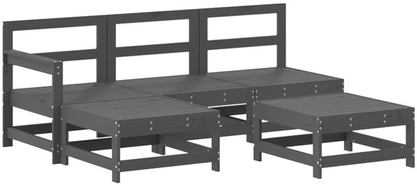 vidaXL 5-tlg. Garten-Lounge-Set mit Kissen Grau Massivholz 3186062 Bild 3