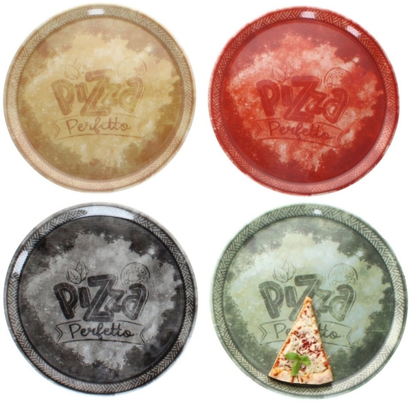 MamboCat Pizzateller 4tlg Set Perfetto Pizzateller Ø 31,5 cm Porzellan Gelb Grün Rot