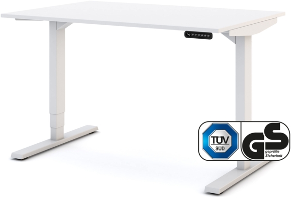 ASSMANN Elektrisch höhenverstellbarer Schreibtisch Y-Line 120x80cm Signalweiß Signalweiß Metall Holz Melaminoberfläche