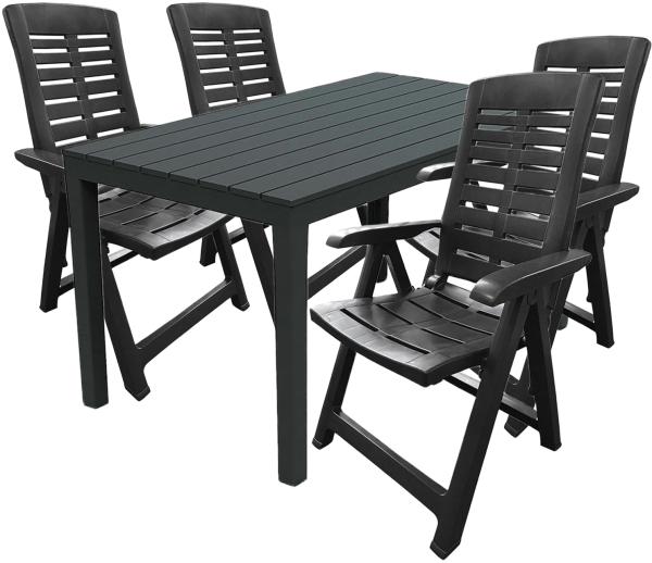 Garten Sitzgarnitur Gartenmöbel Outdoormöbel 5tlg Anthrazit Holzoptik