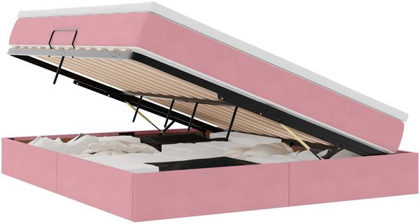 vidaXL Aufbewahrungsbett mit Matratze Rosa 160 x 200 cm Samt 3370316 Bild 2