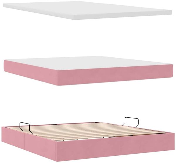 vidaXL Aufbewahrungsbett mit Matratze Rosa 160 x 200 cm Samt 3370316 Bild 8