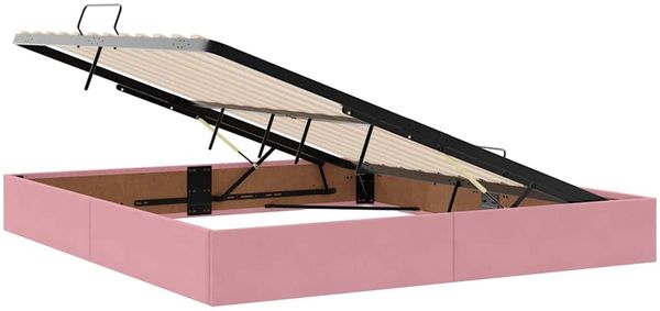 vidaXL Aufbewahrungsbett mit Matratze Rosa 160 x 200 cm Samt 3370316 Bild 6
