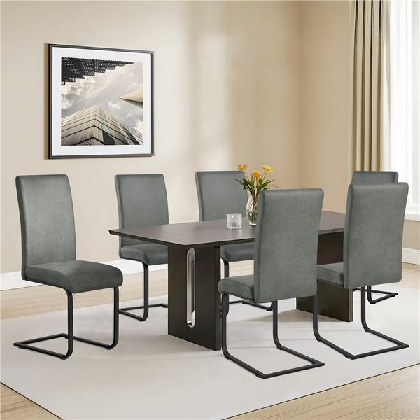 Yaheetech Esszimmerstuhl 2/4/6-er Küchenstuhl (6 St), Schwinger Polsterstuhl mit Ergonomischer Rückenlehne & Metallbeine