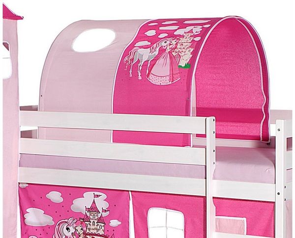 IDIMEX Vorhang PRINZESSIN, Bettunnel für Hochbett Rutschbett Spielbett Kinderbett in pink/rosa PR