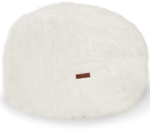 Green Bean® runder Sitzpouf Felloptik in 3 Farben - Sitzhocker mit Füllung - Maße 45 x 25 cm - perfekte Ergänzung zum Sitzsack - Sitzwürfel Sitzkissen Hocker Sitzhocker Creme