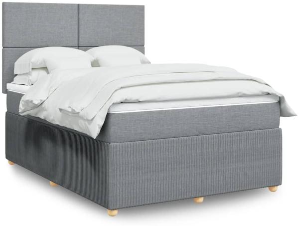 vidaXL Boxspringbett mit Matratze Hellgrau 140x200 cm Stoff 3292072