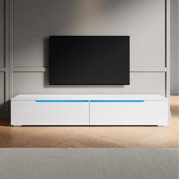 SONNI Lowboard lowboard tv hängend und stehend, tv schrank 180cm, mit Beleuchtung in wohnzimmer, Weiß, 180x30 cm