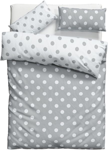 OTTO home Wendebettwäsche Dots, Polycotton recycelt, 2 teilig, ab Größe 135x200 cm, aus recyceltem Material, Bettwäsche mit Punkten