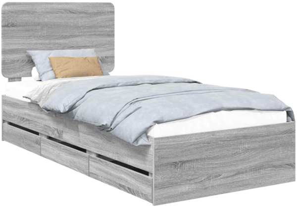 vidaXL Bettrahmen Graues Sonoma 100 x 200 cm Ingenieurs Holz 3412628