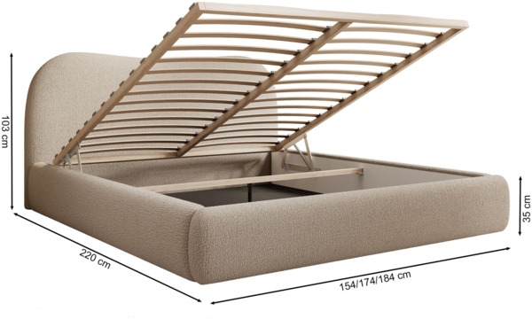 Selsey 'Simsalo' Polsterbett mit Bouclé-Bezug und Stauraum, dunkelgrau, 140x200 cm Bild 5