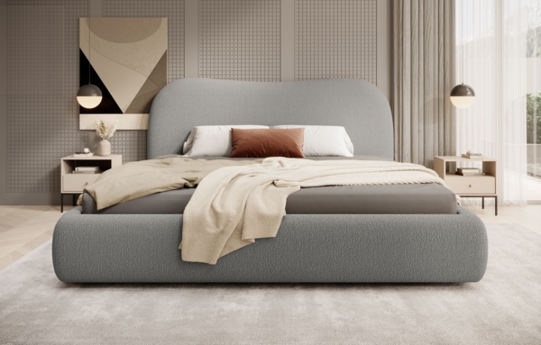 Selsey 'Simsalo' Polsterbett mit Bouclé-Bezug und Stauraum, dunkelgrau, 140x200 cm Bild 2