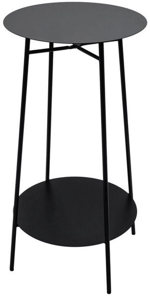 Spetebo Beistelltisch Metall Beistelltisch schwarz rund mit 2 Ablagen (Anzahl, 1-St, 60x35 cm), Deko Pflanzenständer klappbar mit 2 Ebenen