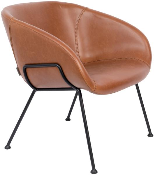 Lounge Sessel FESTON Kunstleder Braun von ZUIVER