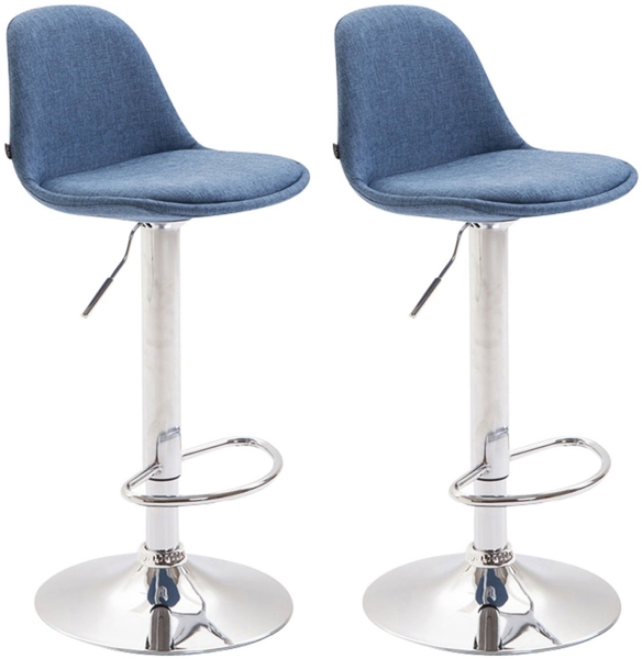 CLP 2er Set Barhocker Kiel Stoff drehbar mit Höhenverstellung,blau