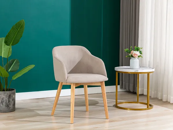 Vente-unique - JELISA Stuhl Stoff Beige - B 56 cm x H 79 cm x L 54 cm