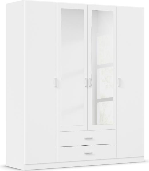 rauch 'GAMMA' Kleiderschrank, Drehtürenschrank, 4-türig, 2 Spiegeltüren teilaufgelegt, 2 Schubkästen, Alpinweiß, 181 x 210 x 54 cm