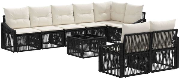 vidaXL Gartensofa-set 9 pcs Schwarz Poly-Rattan 3436069