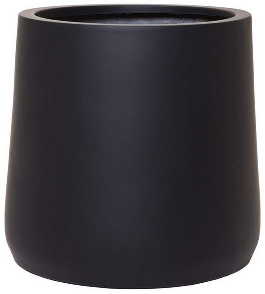VIVANNO Blumentopf Fiberglas VEKRA Rund, Schwarz Matt 48x50 cm