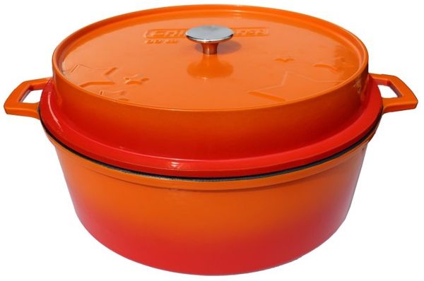 Grillfürst emaillierter Dutch Oven ohne Füsse DO12 - orange