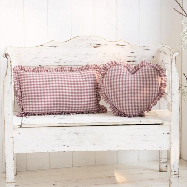 Home-trends24. de Kissenbezug Karo Kissenhülle Vintage Kissenbezug Sofa Kissen rot weiß, (1 Stück)