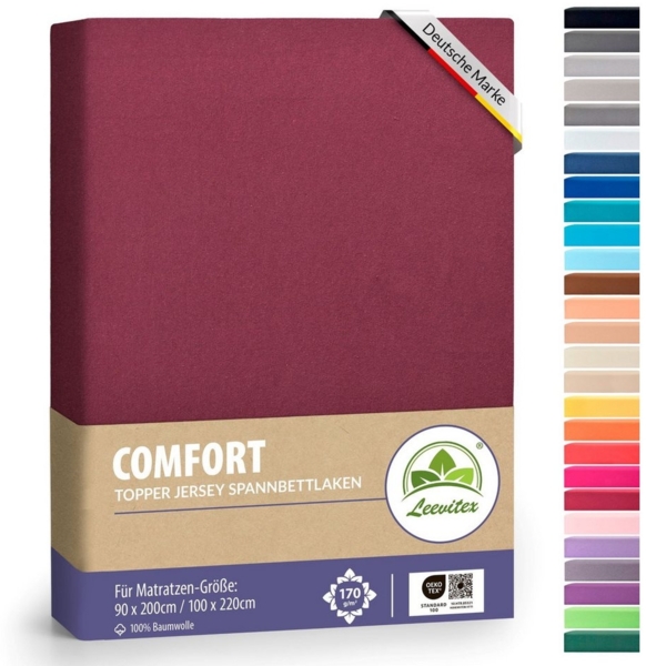 leevitex® Spannbettlaken Topperbezug Premium 170, Gummizug: Rundum-Gummizug, schwer und blickdicht, 100% Baumwolle, für Topper