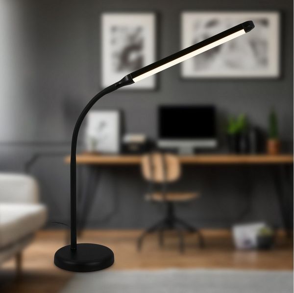 BRILONER - LED Schreibtischlampe mit Touch, dimmbar, schwenkbar, warmweiß, Tischlampe, Lampe, Nachttischlampe, Tischleuchte, Deko, Bürolampe, Leselampe Bett, Leselicht, 13x72,5 cm, Schwarz