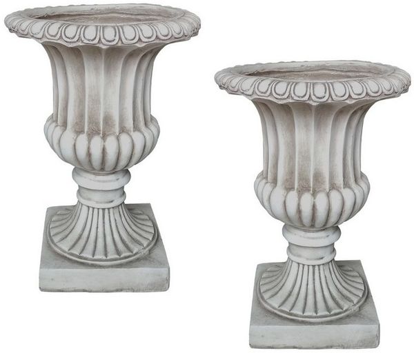 HTI-Living Pflanzkübel Pflanzkübel Athene Antik Hellgrau 2er-Set (Set, 2 St, 2 Pflanzkübel), Gartendeko Polyresin