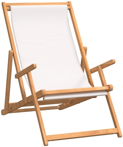 vidaXL Strandstuhl Klappbar Massivholz Teak Creme 317696