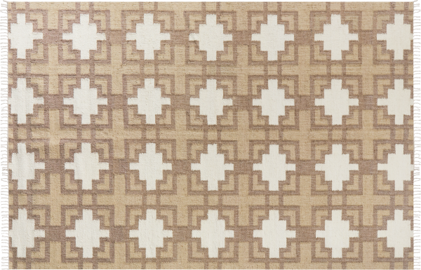 Teppich Jute beige 200 x 300 cm geometrisches Muster Kurzflor KONURTAY