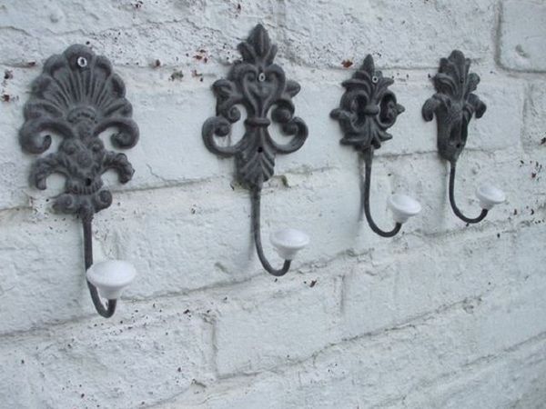Deko-Impression Wandhaken 4 Stück Wandhaken, Küchenhaken,Handtuchhaken, Gusseisen, Porzellan, (4-St)
