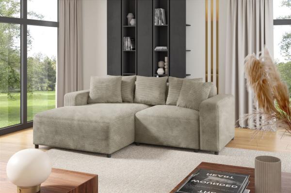 Ecksofa Designersofa Sofa MEGAN XS in Stoff Poso Beige Ottomane Links