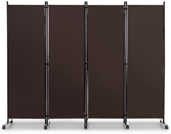 Raumteiler mit 4 Paneelen auf Rädern 173 cm Hoher Rollbarer Sichtschutz Braun Bild 1