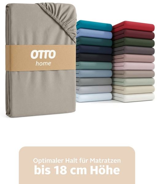 OTTO home Spannbettlaken PHYSALIS in BASIC und PREMIUM Qualität, 100% Baumwolle, Jersey (160 g/m), Gummizug: rundum, (2 Stück), für Matratzen bis 18 cm Höhe, Bettlaken, Spannbetttuch, pflegeleicht