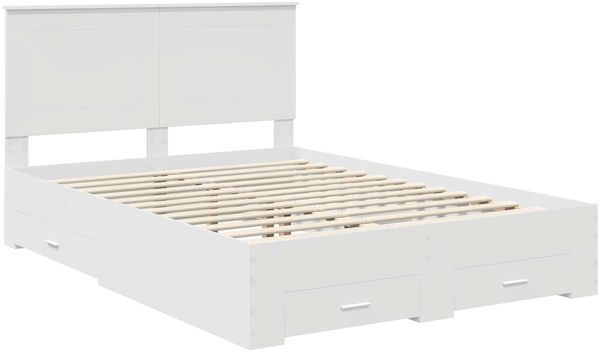 vidaXL Bettrahmen mit Kopfteil Weiß 140 x 200 cm Holzwerkstoff 3409649 Bild 4